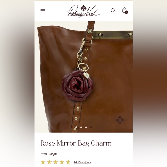 Patricia Nash Ox-blood Rose Leather Compact Mirror Keychain NWT - Picture 4 of 4